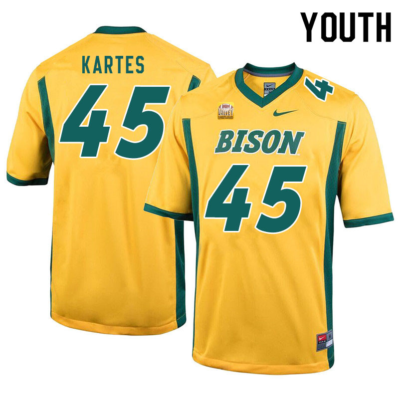 Youth #45 Mitchell Kartes North Dakota State Bison College Football Jerseys Sale-Yellow